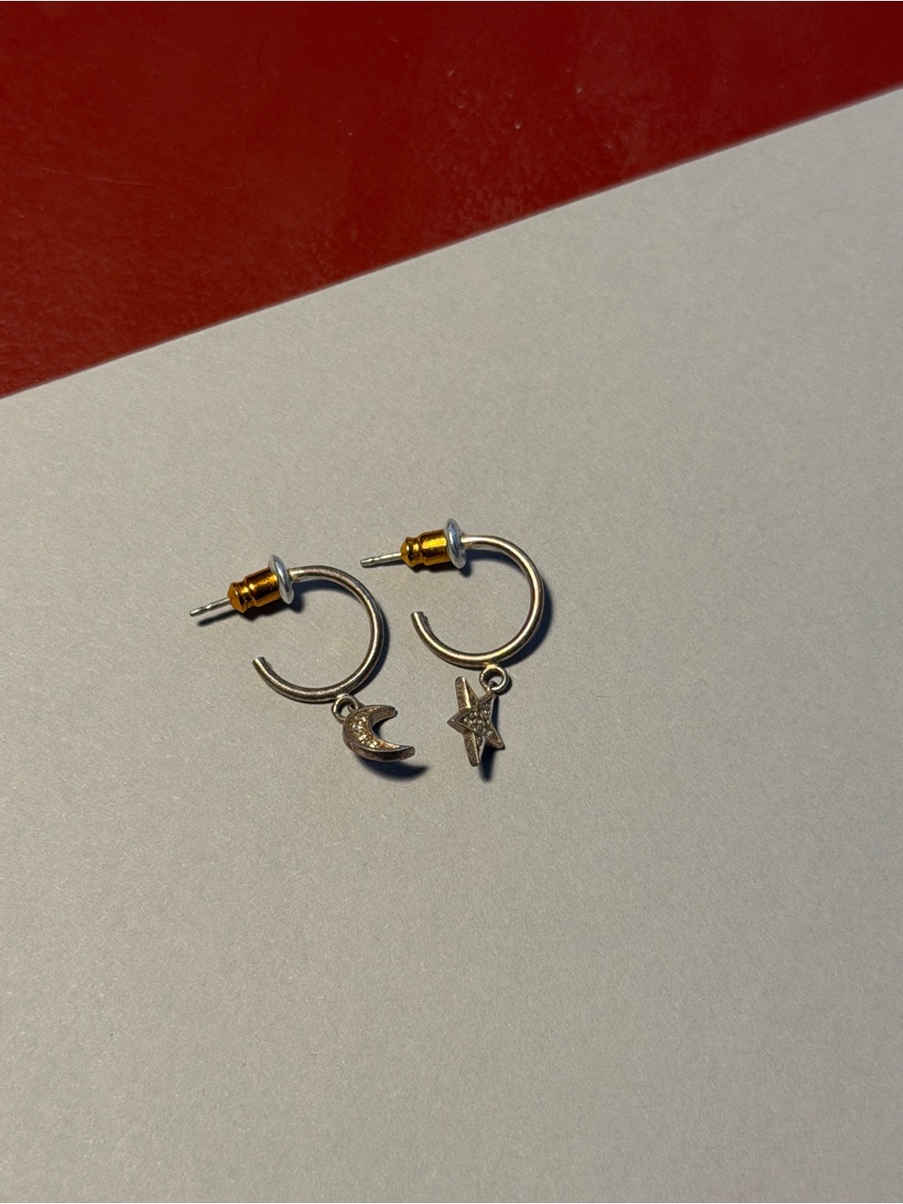 Sterling Silver Moon & Star Hoop Earrings - Silver